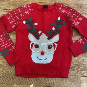 Kids Christmas sweater Reindeer with glasses size xs 4-5